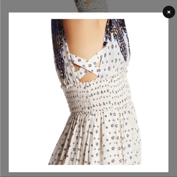 FREE PEOPLE Walking Through Dreams A-line dress size L white blue sleeveless - Picture 3 of 11